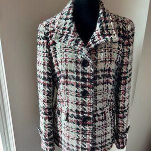 Talbots Tweed Red, Black & Ivory Blazer - Size 10